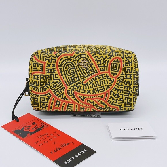 Coach Disney Mickey Mouse X Keith Haring Small Boxy Cosmetic Case C7436 NWT $150 - Picture 1 of 11